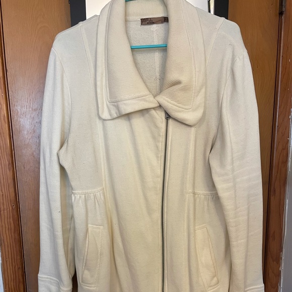 Prana Mila Sweater Jacket Cream Asymmetrical Full Zip - Picture 5 of 11